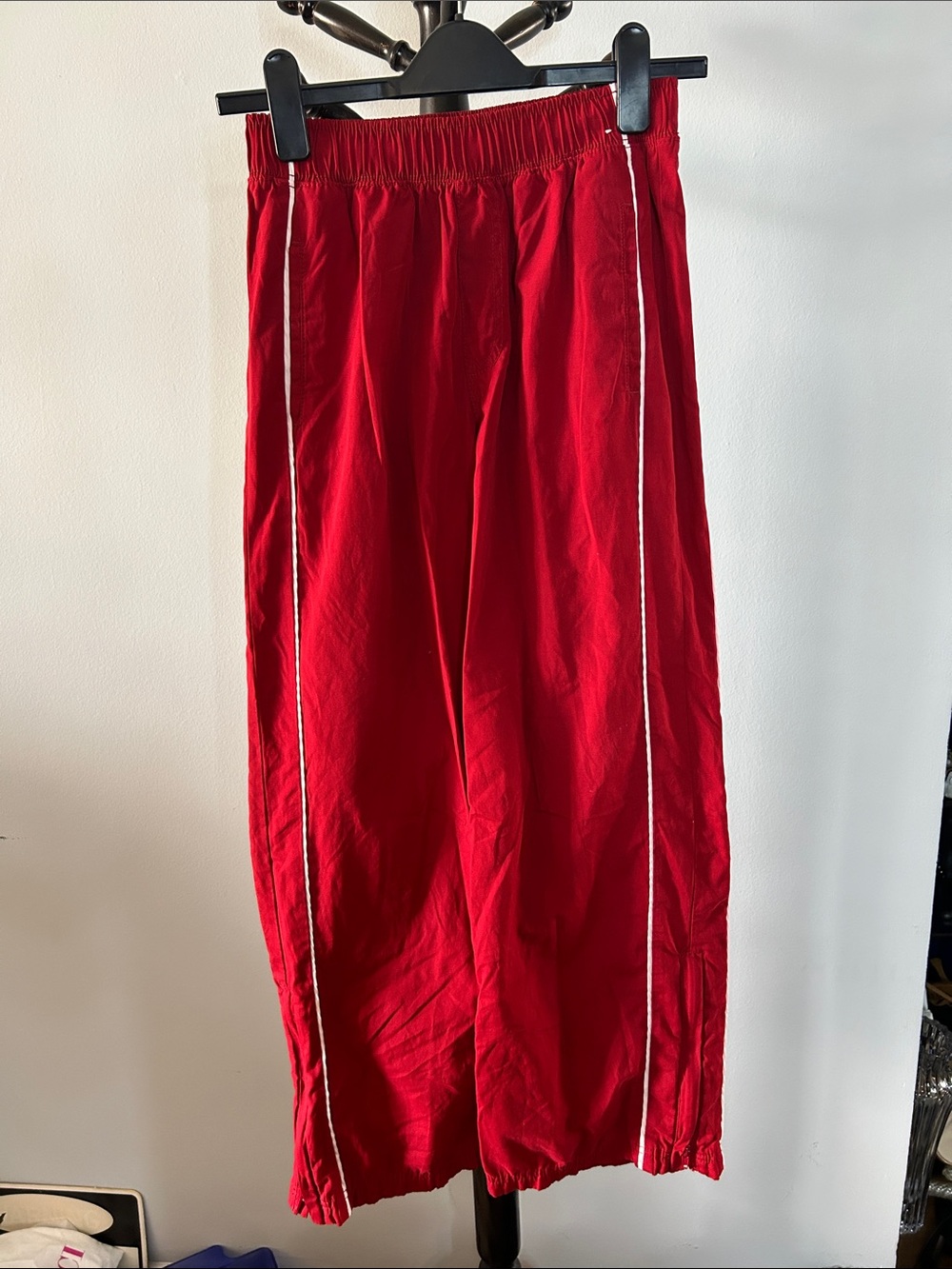 Aeropostale Red Track Pants with White Side Piping 8.T